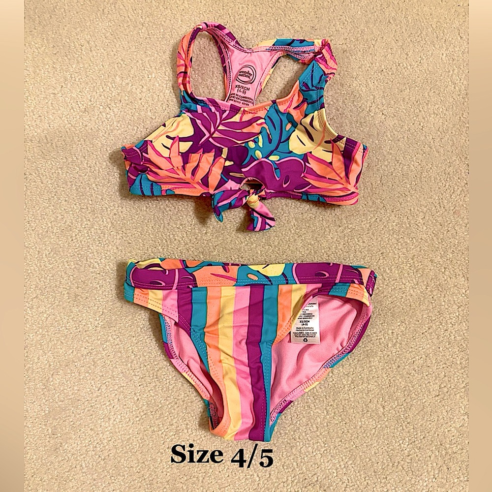 Girls 4 Multi Color 2 Piece Bikini Bathing suit